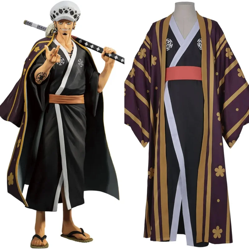 Jeden kus Trafalgar Law/Trafalgar D Water Law Cosplay kostým kimono rúcho plné oblečenie Halloween Carnival kostýmy MS43369
