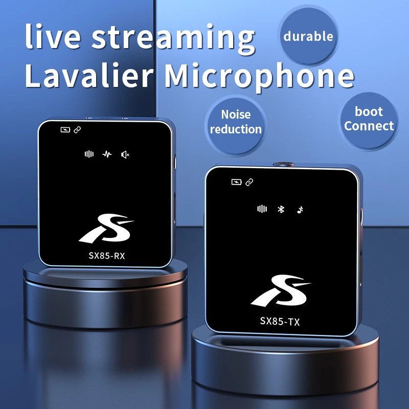 Jeden pre dve zvukové bezdrôtové mikrofón Lavalier pre iPhone Type C PC DSLR Camera Interview Live Mic Redukcia hluku SX85