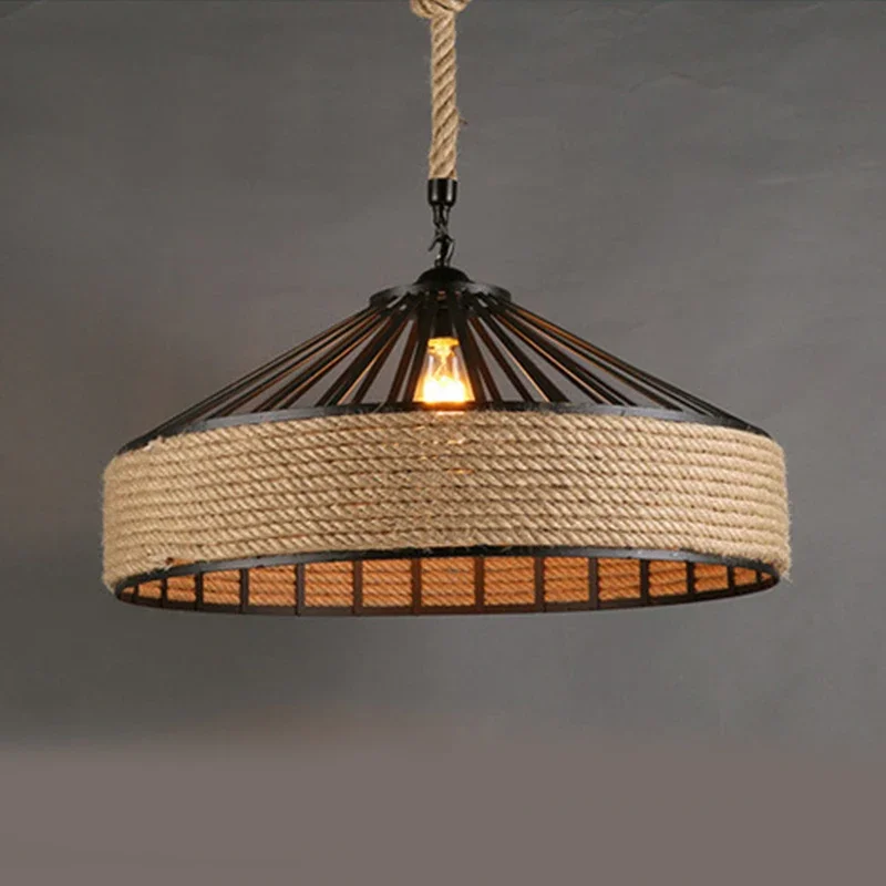Jeden predaj vintage priemyselné konope stropné lampa, domov, bar, reštaurácia, okrúhly luster, dekoratívne nočné svetlo, 30/40 cm