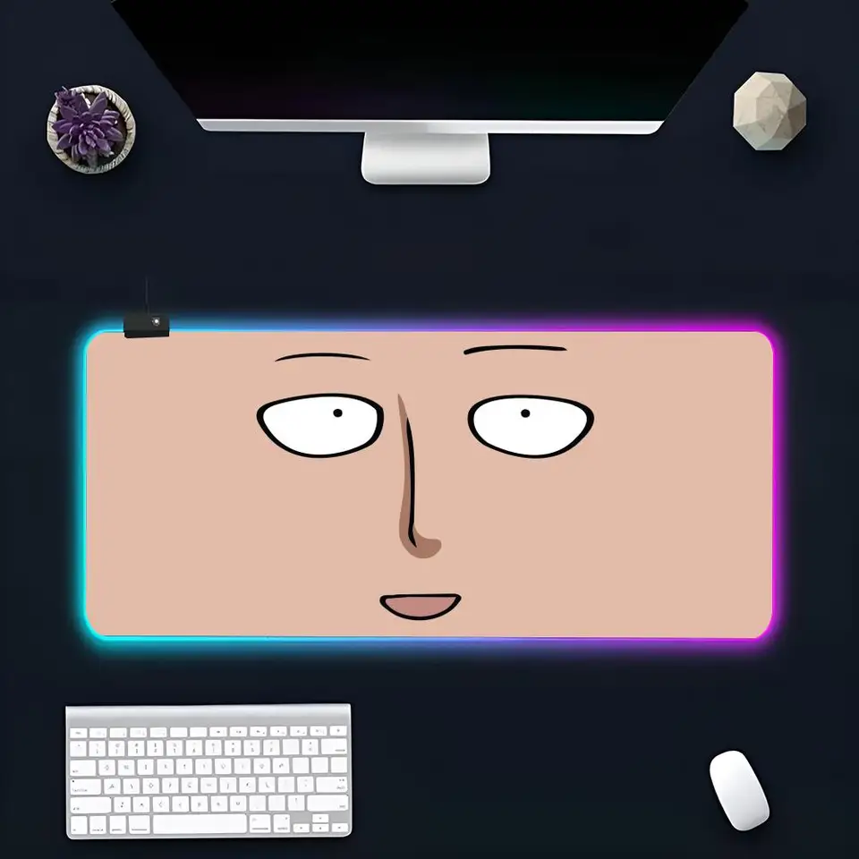 Jeden Punch-Man Saitama Mouse Pad Veľký RGB Mouse Pad XXL LED myš MOST MOŽNÁ Japan Japan Mousepads stolové podložky Klávesnicové rohože koberec s