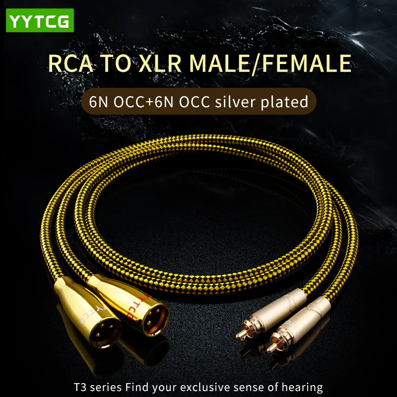 Jeden pár HIFI 2RCA až 2XLR Audio kábel 6n OCC Vysoko výkonný prémiový prémiový hi-fi audio kábel RCA na XLR Interconnect Cable