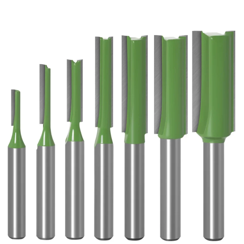 Jedna dvojitá flauta rovná bit 6 mm stopka na drážku pre mletie pre drevené volfrázové router router bit drevené náradie