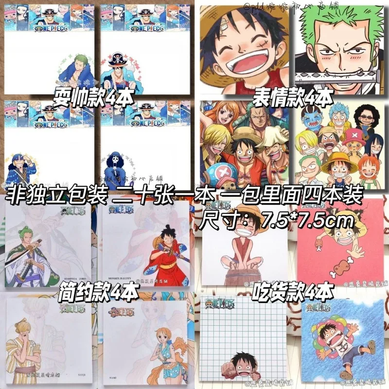Jedna kusová animácia Kawaii Creative Periférny Luffy Zoro Nami Chopper usopp post-it note Cartoon Poznámka