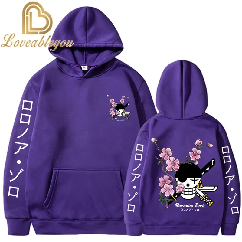 Jedna kusová mikina Men Ženy japonský anime luffy roronoa zoro sanji unisex harajuku módna mikina ležasné