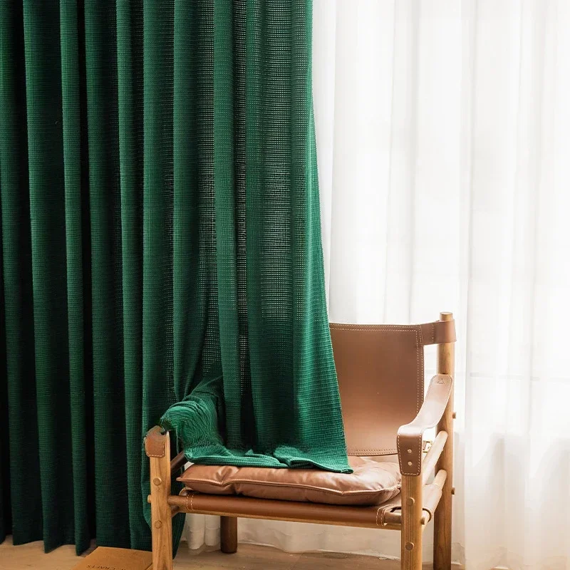 Jednoduchosť Zametovacie záclony pre ryžové zrno pre záclony pre obývaciu izbu Light Luxusná textúra Mäkká lepkavá bavlna Velvet Domáce záclony