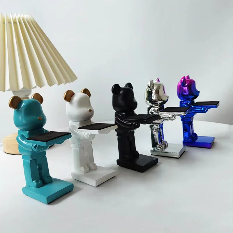 Jednoduchá a vynikajúca dekorácia domácnosti čierny a biely medvedí stola stôl Creative Resin Watch Stand Decoration