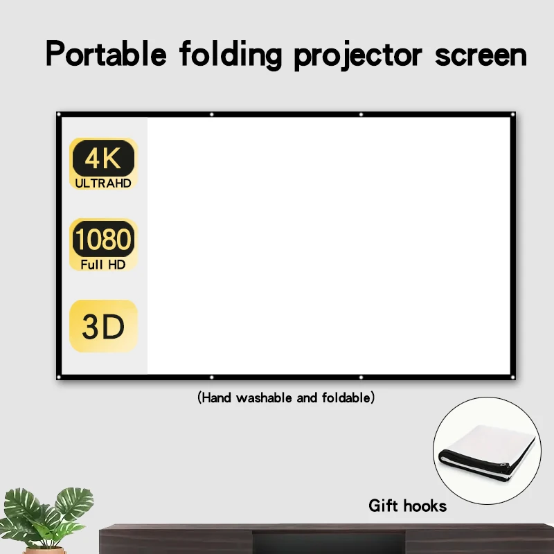 Jednoduchá nástenná projekcia Soft Soft Screen Scloble Outdoor Camping Entertainment Film Screen Screen Washable Washable 16: 9