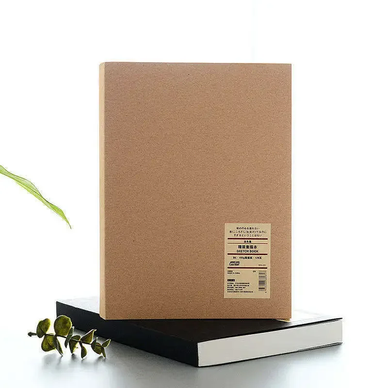 Jednoduchá plná farba Kraft Paper A5 B5 Ručne maľovaný študentský notebook v pevnine Hardcover Sketchbook Čierna lepenka maľovaná písacia podložka