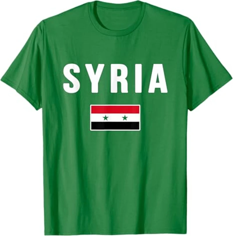 Jednoduchá sýrska vlajka Grafické tričká módy letné unisex 3D tlačené futbalové tričko Trend voľné patrioti posádky Krčky Tops