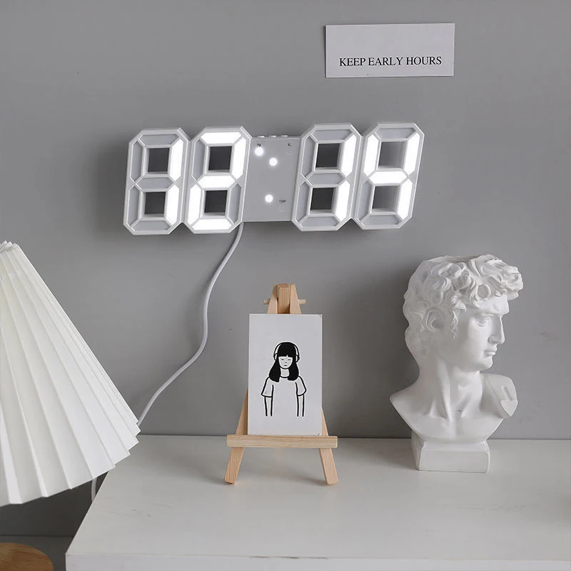Jednoduché módne elektronické hodiny 3D svetelné digitálne hodiny