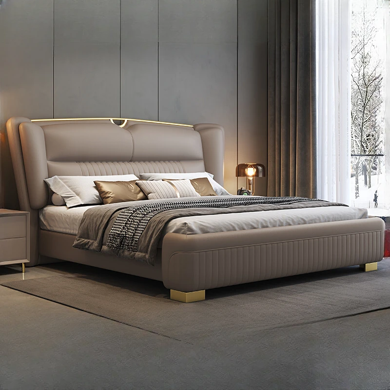 Jednoduchý dvojlôžkový rám King Veľkosť Moderné nočné stolíky luxusné spálne posteľ podložky pod skladom Cama moderno Lujo Home nábytok