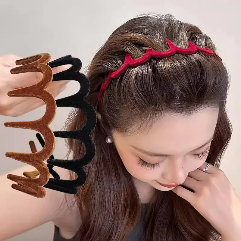 Jednoduchý kĺzavý vlasový pás pre ženy zamatové čelenka make -up zubné protišmykové vlasové panesky hlavy Kovry na vlasy