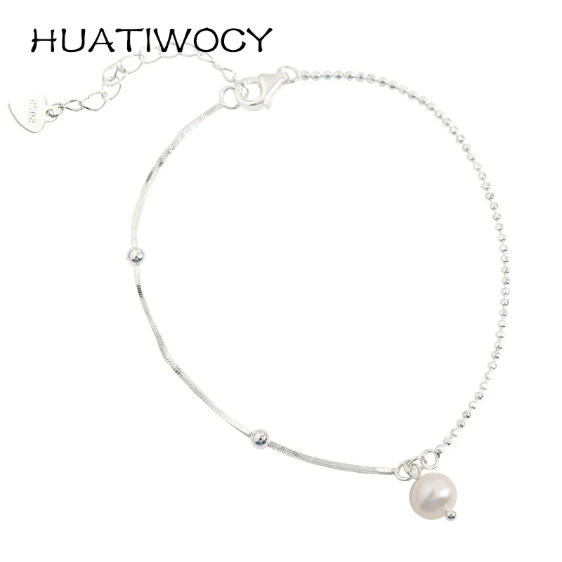 Jednoduchý štýl Ženy náramok s perlom Gemstone 925 Silver Jewelry Ornament for Girl Svadobná hostina sľub svadobný darček veľkoobchod