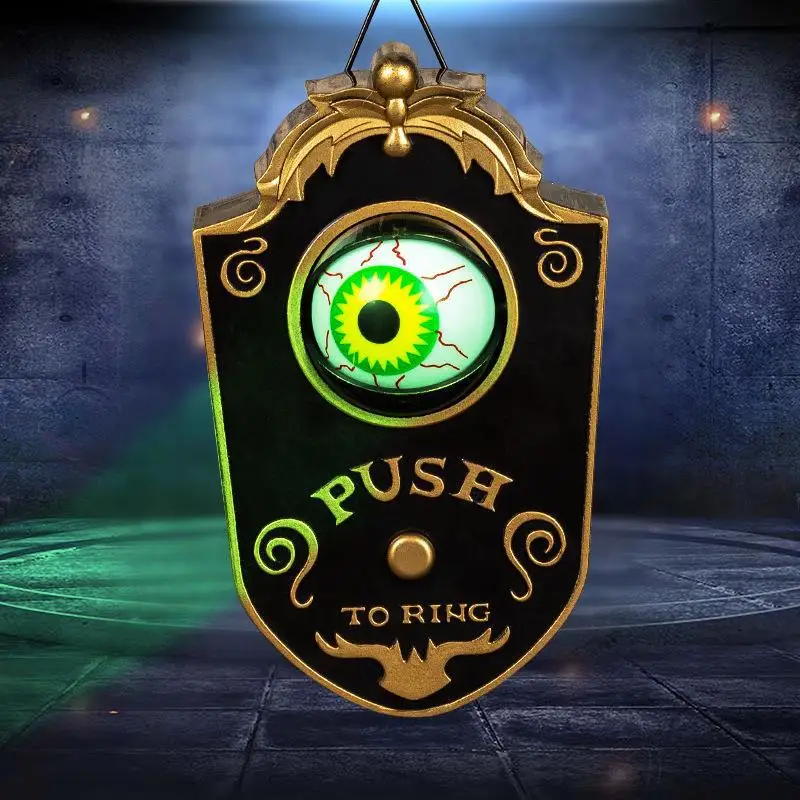 Jednooké zvončeky s blikajúcimi zelenými zlými očami LED GOTHIC DECOND BATTERSKÁ KRYSTAL GOLL so svetlami zvukovými hororovými rekvizitami