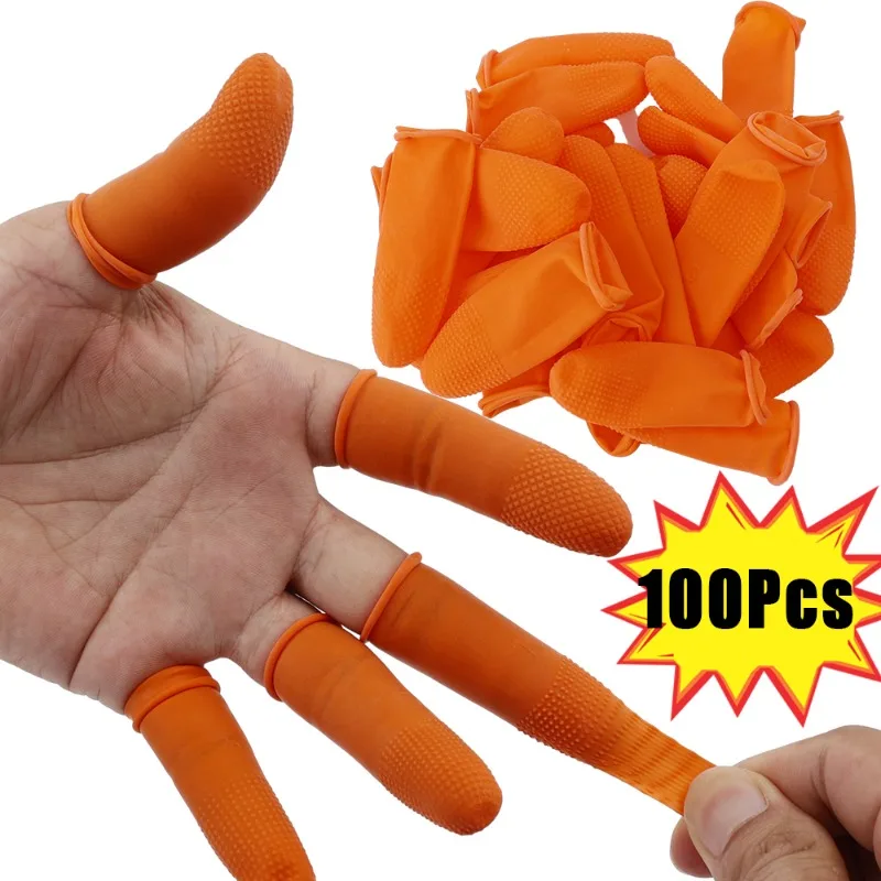 Jednorazové latexové postieľky prsty prírodné gumové anti-statické prsty postieľky s vysokým elastickým krytom prstom chránia palcové rukavice
