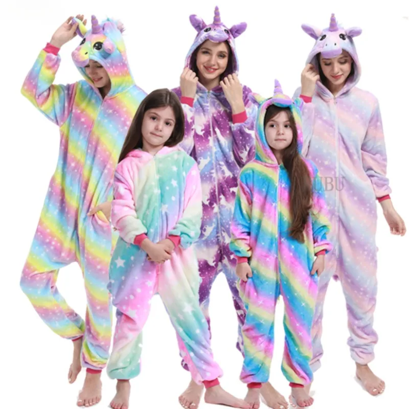 Jednorožec anime cosplay kostýmy Ženy Muži pre dospelých Dospelí s kapucňou pyžamy deti kigurumi karikatúry na vianočné halloween