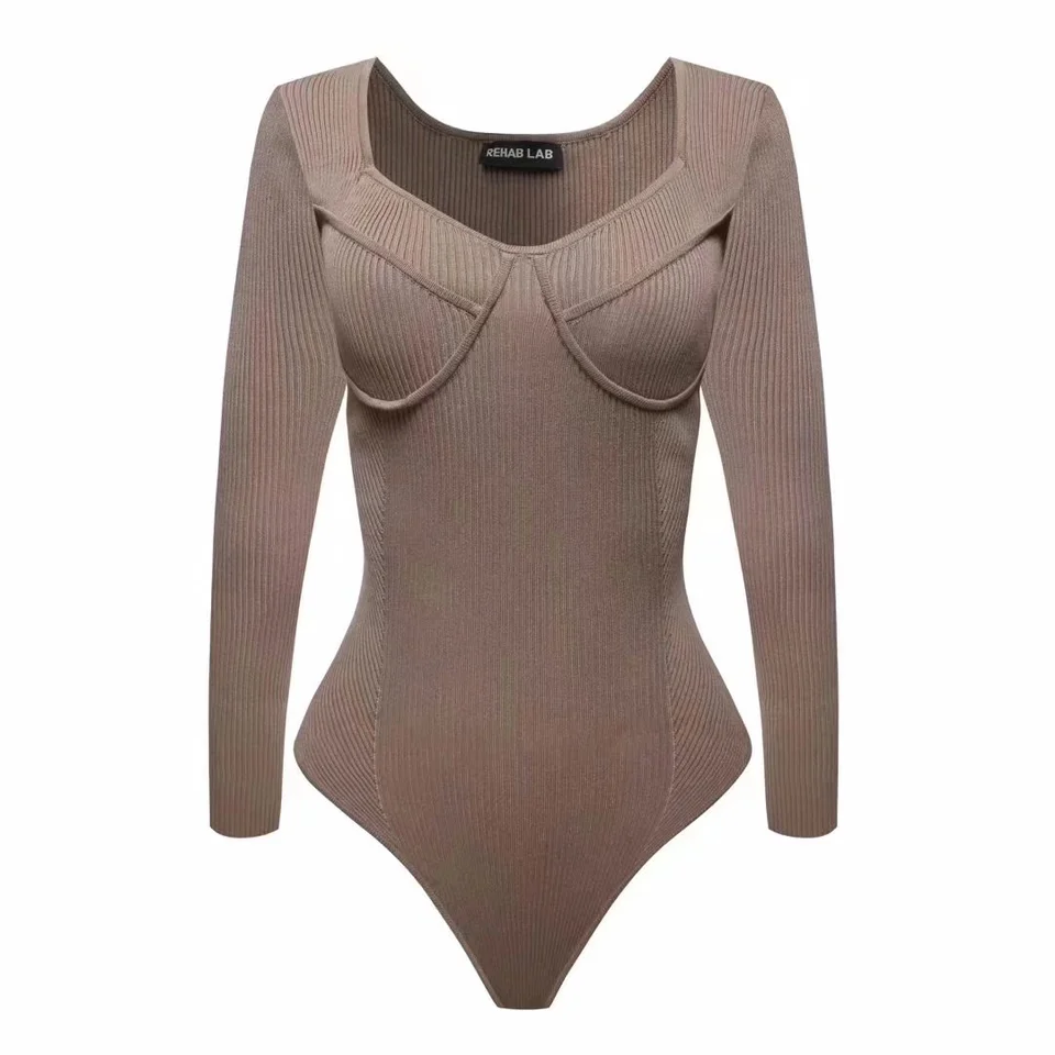Jednoskupina Bodysuit Tops Women 2022 Fall Outfits Dámske štvorcové krk Bodycon kosto