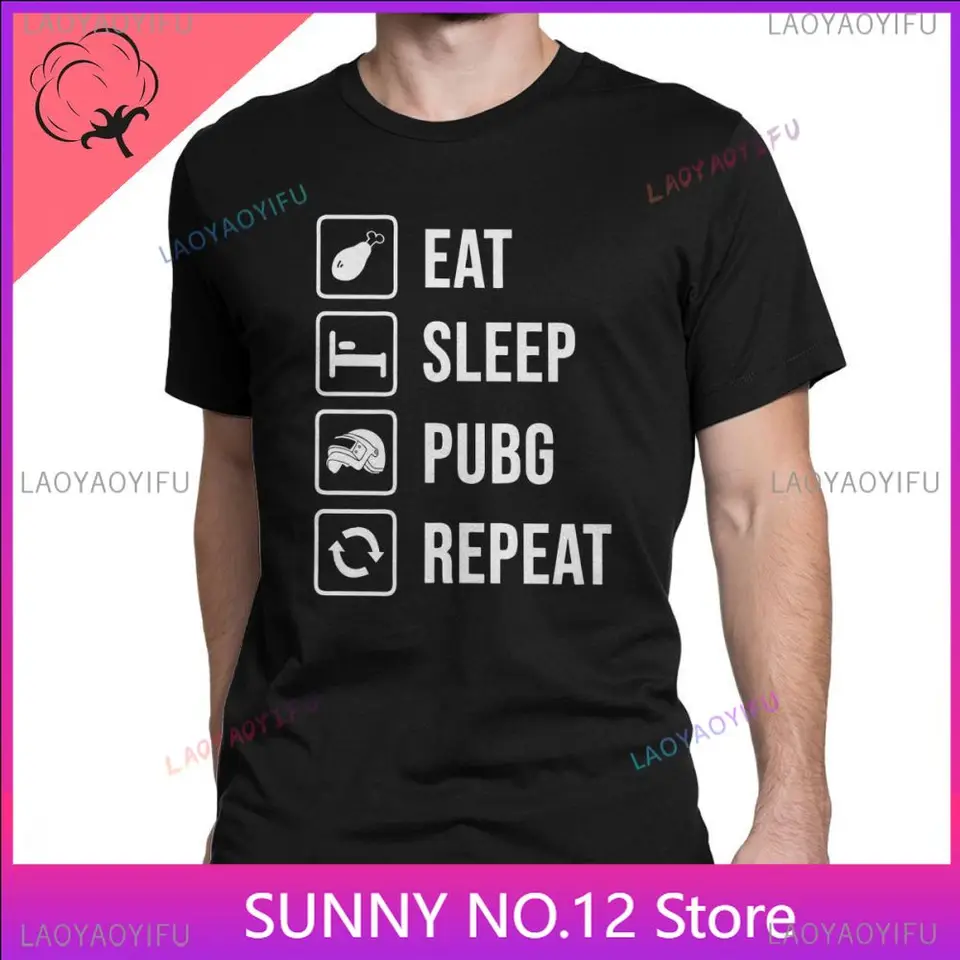 Jedzte spánok pubg opakovať pánske tričko PlayerUnknown's BattlegroundSeat Top Tlač krát krátky rukáv 100% bavlna prispôsobené streetwear