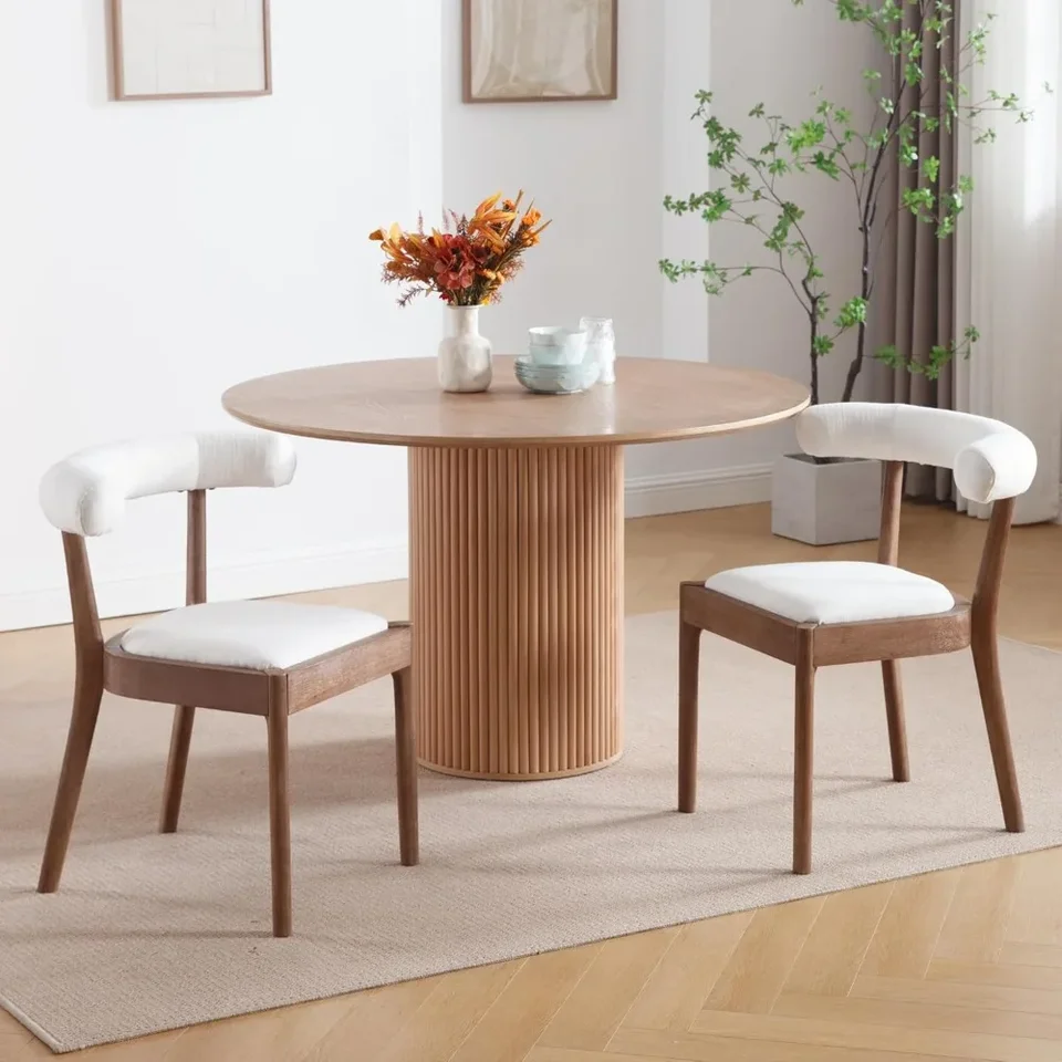 Jedálenské stoličky sada 2linen látkových kuchynských stoličiek v polovici storočia Moderná jedáleň stoličky položená Openback retrowood bočné stoličky
