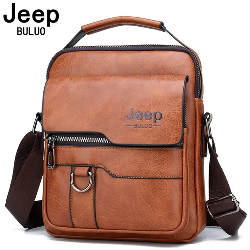 Jeep Buluo Crossbody Messenger Bags Business Casy Candbag Bruna rameno Nová vysoko kvalitná koža pre mužov Business least Fash