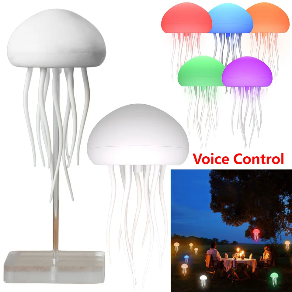Jellyfish Light hlasové ovládanie atmosféry Nočné svetlá typu C nabíjanie nočná lampa Flexibilné chápadlá pre darčeky pre deti