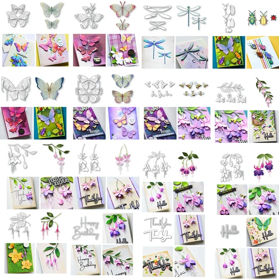 Jemné fuchsia trio remeslá zomiera nový scrapbook dekorácie dekorácie kvetinová šablón Embosing šablóna DIY pozdravná karta Handma