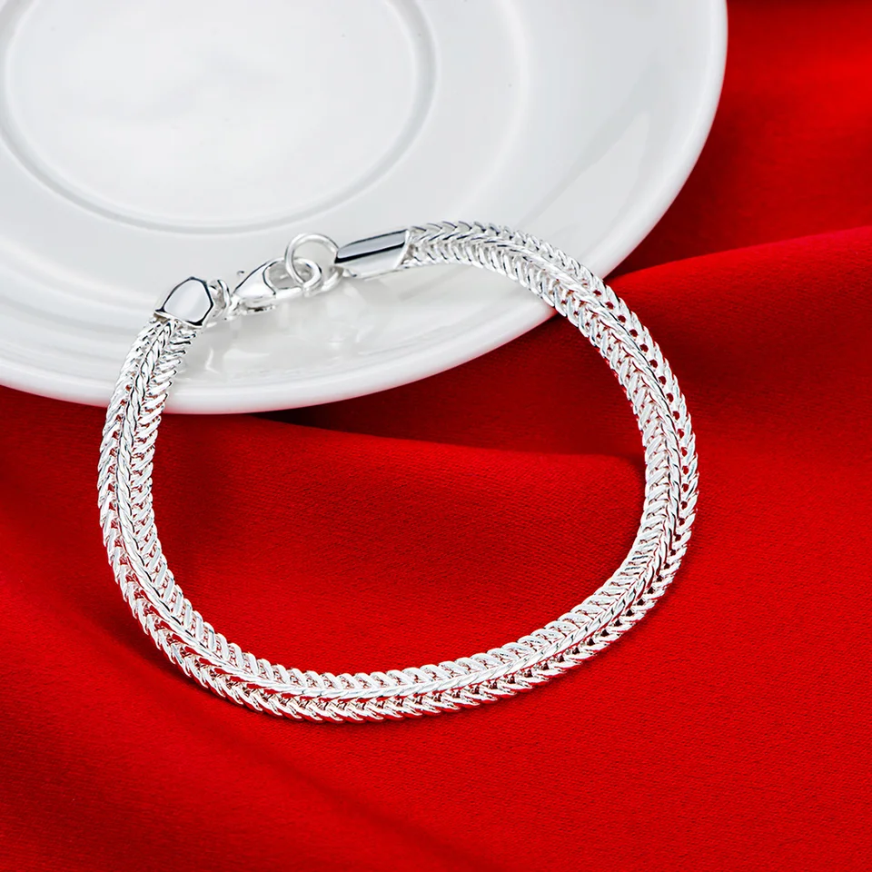 Jemný 925 Sterling Silver náramok had roztomilý reťazec pre ženy Lady Men Noble módne kúzlo Šperky Svadobná strana 20 cm