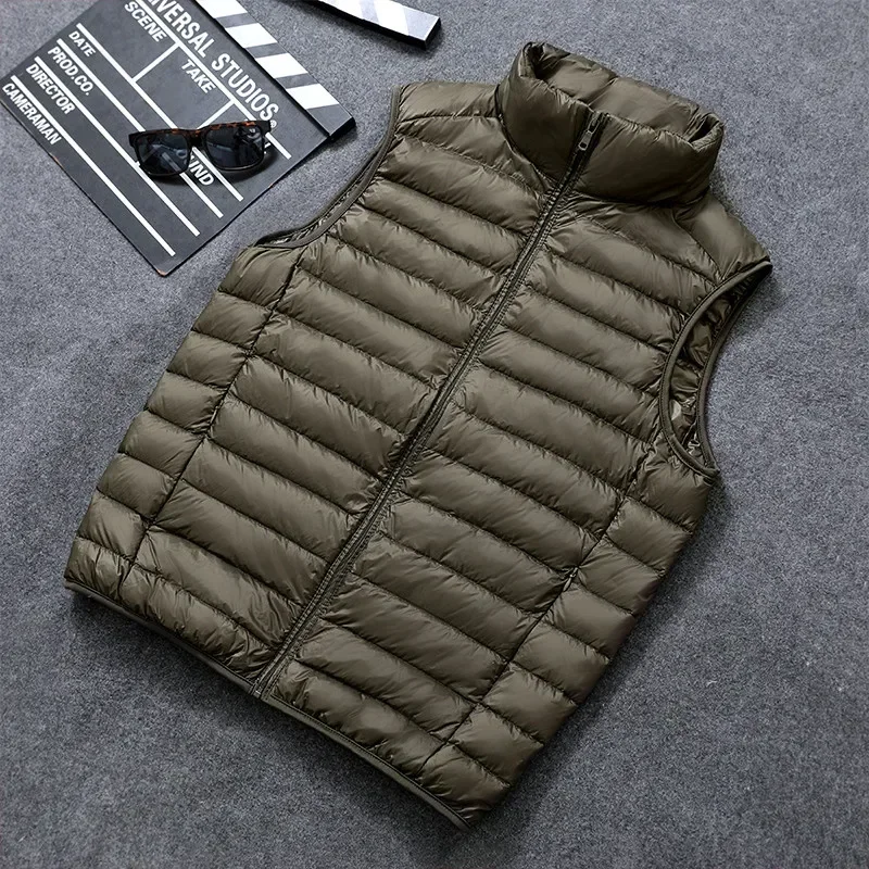 Jesenná a zimná prenosná kačica Down Tank Top Top Ultra Light Loose Pánske stojaté krk Vodákovú čalúnenú nádrž Tank horná vesta