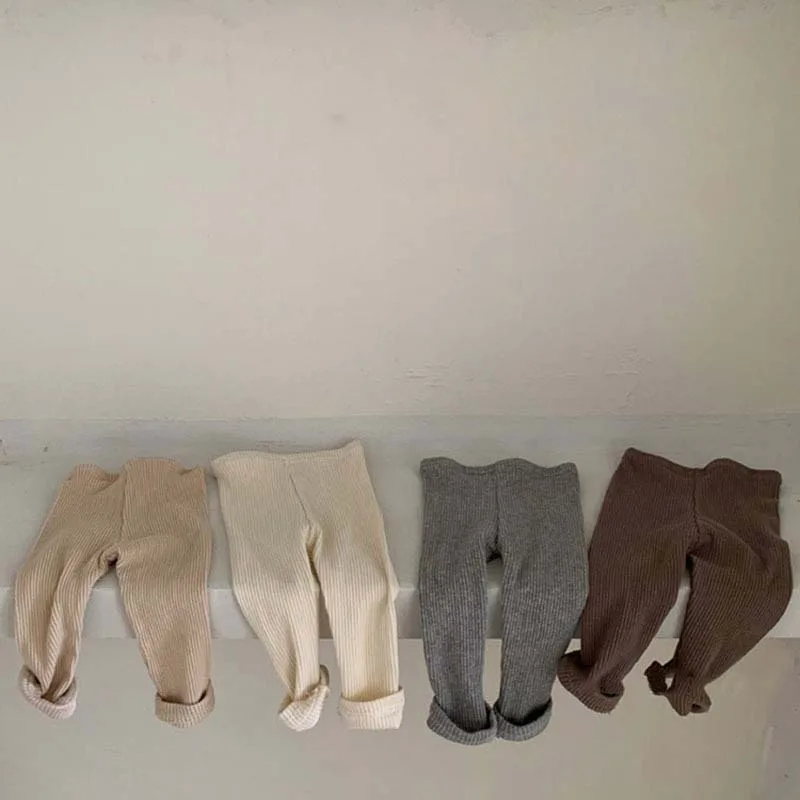 Jesenné detské legíny Solid Ealstic Kids Pants for Girls Boys Pleted Battle Leggings pančucháče pre 0-24 mesiacov