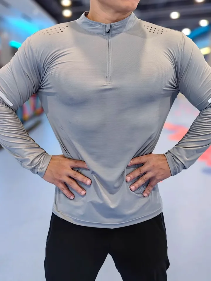 Jesenné fitness odevy Muži priedušné elastické štíhle štíhle rýchlo sa vyschnúce špičkové cyklistické tréning