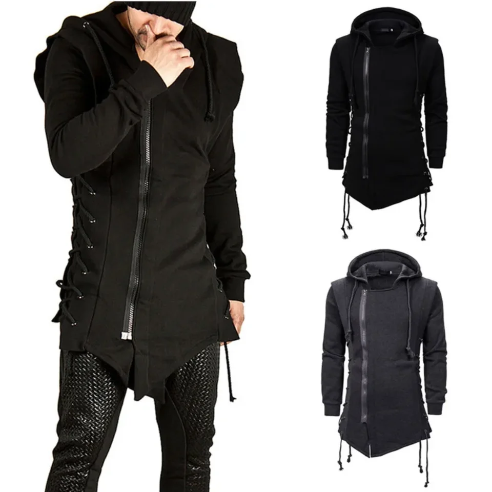 Jesenné muži mikiny mikiny s kapucňou s kapucňou s dlhým rukávom Men Slim Fit Streetwear Loose Coats Coats