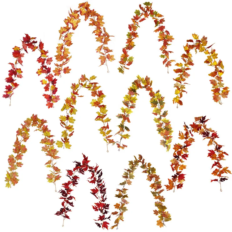 Jesenné tekvicové dvere dekorácie Halloween Pine Kužeľ Maple Leaf Vine System Deň vďakyvzdania dvere a okenné zavesenie dekorácie