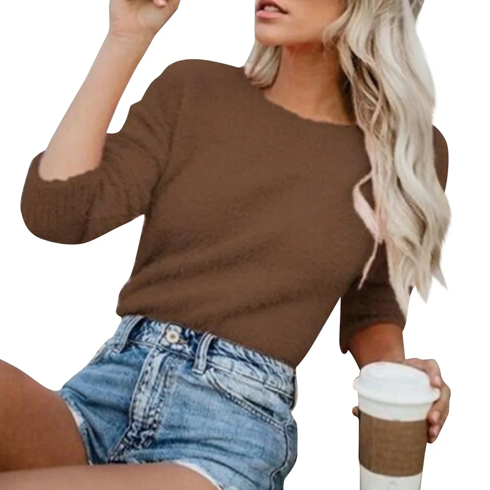 Jesenné ženy o krk Príležitostná pevná farba Cashmere Swark Swater S-2xl hrubý zimný rukáv zimný pulóver základné spodné vrcholy spodnej časti