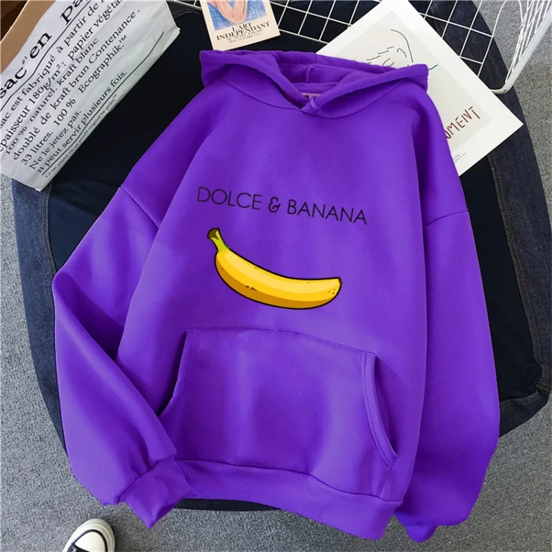 Jeseň a zima nová módna Dolce a banán Zábavná tlačená dámska s kapucňou Casy Cotton Dámsky pullover y2k hip-hop streetwear