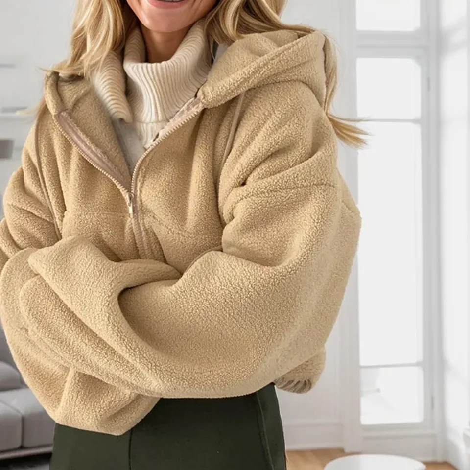 Jeseň a zima teplá plyšová krátka bunda Ženy Zips s kapucňou mikiny na zipsová kapucňa y2k oblečenie Chaquetas para mjeres