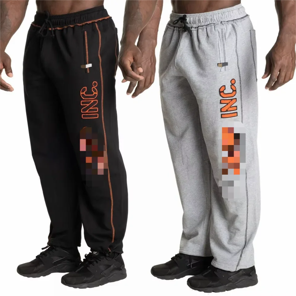 Jeseň a zima Teplá voľná trendy športová fitness patchwork vyšívané nohavice nový štýl