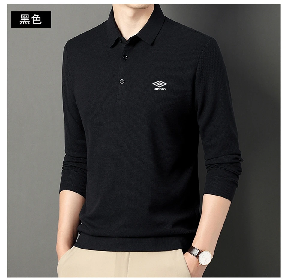 Jeseň Nová Kórea Umbro v pánskom zákrute s dlhým rukávom Polo košeľa Business blúzka Mens Polo košele golfové tričko Pánske spoločenské tričko
