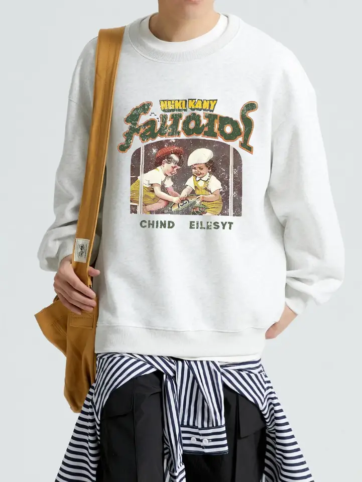 Jeseň Nové mužské mikiny American Vintage Child Grafické mikiny pre človeka móda y2k unisex nadmerne nadmerne pullovia hip hop
