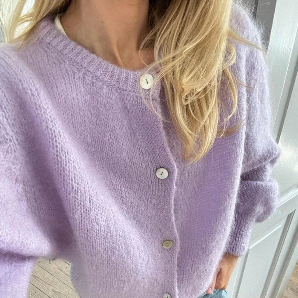 Jeseň Príležitostné pevné pletené sveter pre ženy pre ženy s dlhým rukávom Single Breasted Y2K Swvetres 2000. rokov Lady Lave Lazy Knitwear