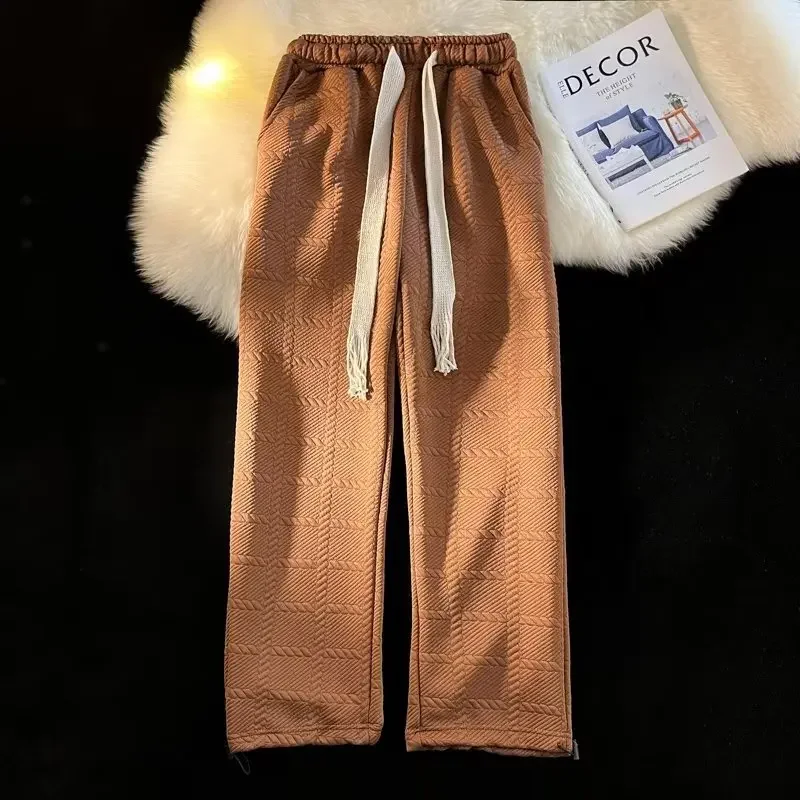 Jeseň Trendy Pánske voľné nohavice pre voľné nohavice americký štýl Vintage módne streetwear smotanové farebné nohavice Muž