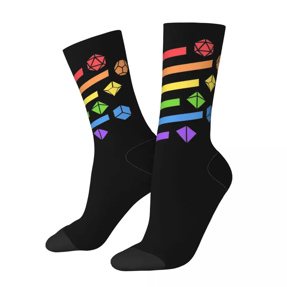 Jeseň Winter Crazy Design Women Men Rainbow Dice ponožky Dungeon Dragon Non-Slip Basketball ponožky