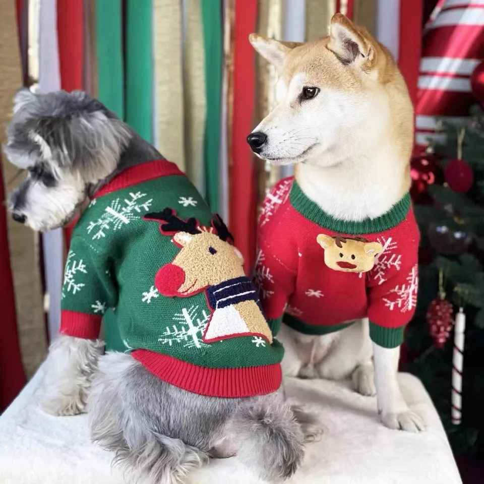 Jeseň Winter Dog Clothes vianočný sveter domáce zviera Schnauzer Yorkshire Maltese Shiba Pomeranian