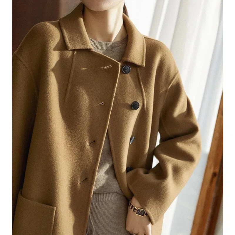 Jeseň Winter Fashion Turnwown Down Down Ruckve Solid Trench Dámske oblečenie stredne dlhé štýly Kórejské vrecká na gombíky