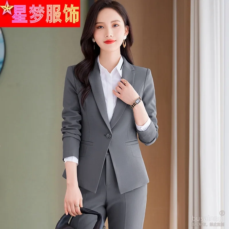 Jeseň zima s dlhým rukávom Profesionálny oblek set elegantný módny formálny obchodný manažér Blazer Workwear pre ženy