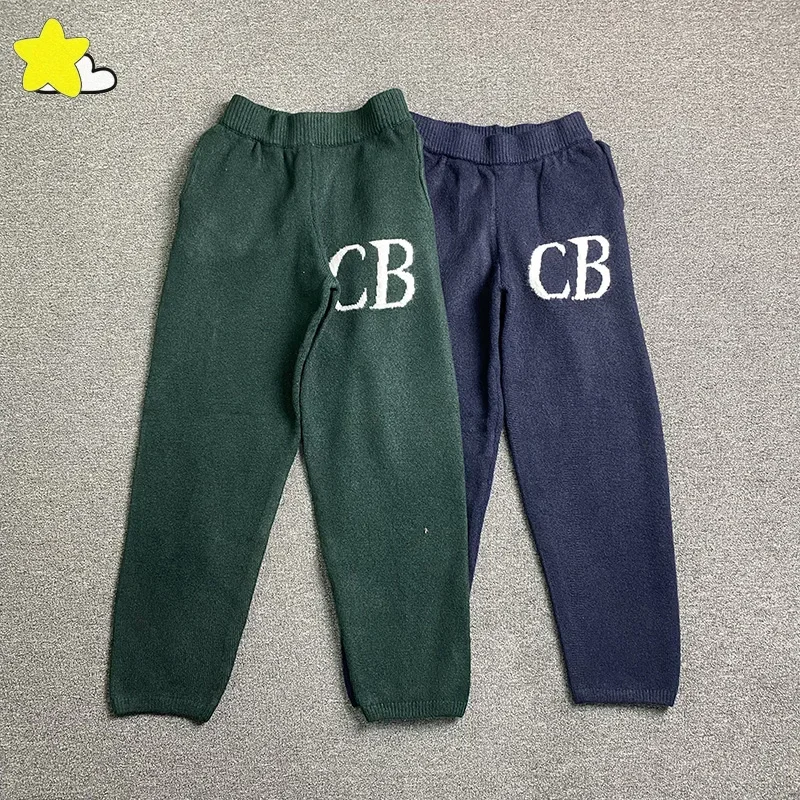 Jeseň zima ťažká látka klasické logo CB Jacquard Príležitostné pletené nohavice Men Ženy navrhovanie sveter Royal Blue Green