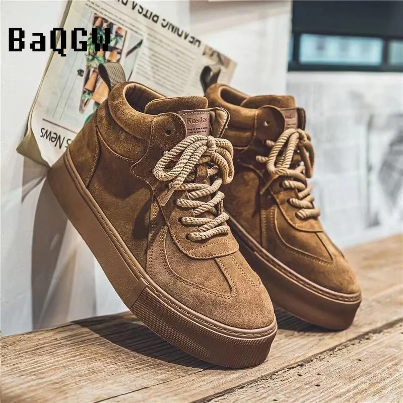 Jeseň zimná platforma plátno tenisky Men trendy Príležitostné plátno topánky pánske topánky High Top Hip Hop Vulcanize Skateboard topánky