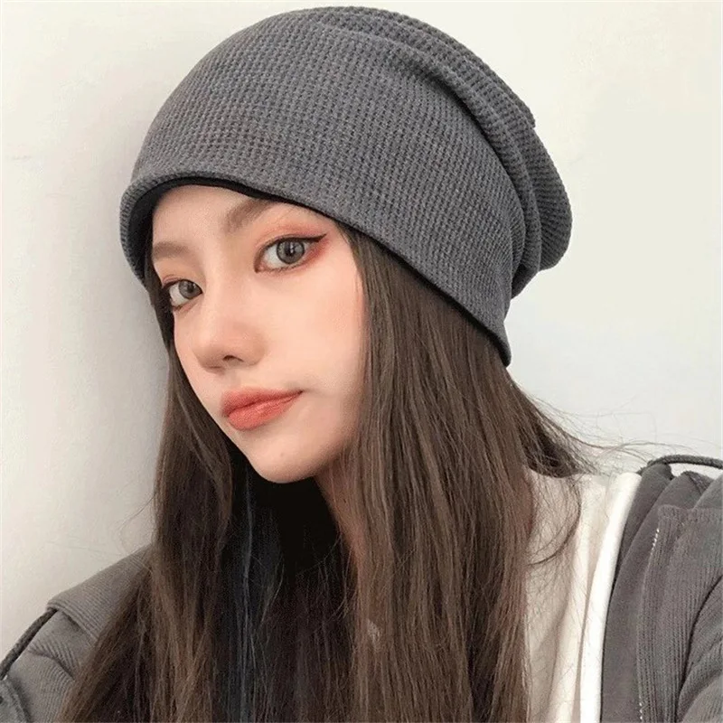 Jeseň zimná vrecká slouchy čiapky s klobúkom pevná farba Ženy pletené teplá čiapka Príležitostné hip hop mužov pullover čiapky