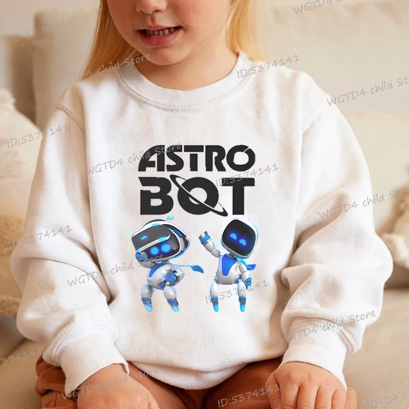 Jeseň Zimná zimná detská mikina Astro Bot Strhirt Creative Astros Hero Hero Hery Robot Boy Girl Girl Hoodless Pullover Cartoon Streetwear