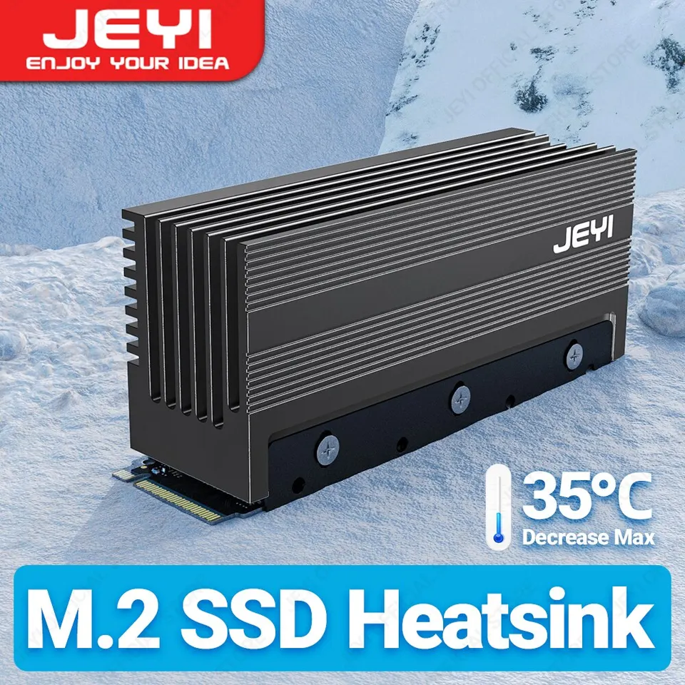 Jeyi M.2 2280 SSD Heatsink, NVME NGFF HEATION CULLY HLIDÍN KONVIVÍKOVÉ ZAPNUTIE, Pasívny chladič s plutvami, 35 ℃