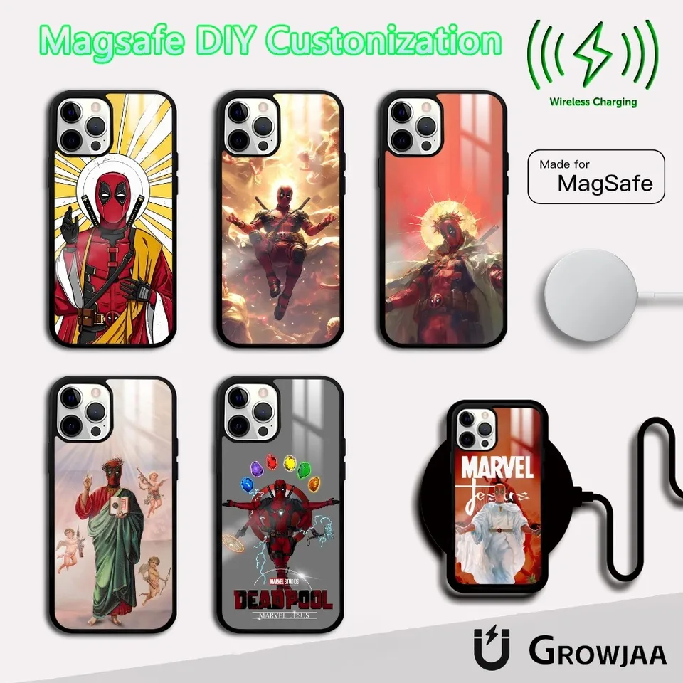Ježiš Deadpool telefónny puzdro pre iPhone 16 15 14 13 12 11 Pro Max Plus Mini Magsafe Mirror Wireless Magnetic Cover